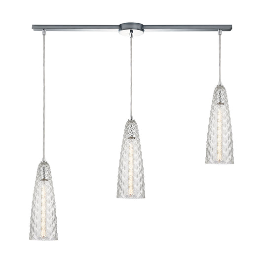 Glitzy 36'' Wide 3-Light Linear Pendant - Polished Chrome with Clear Glass