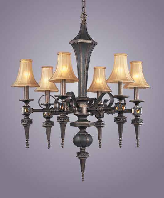 Tower of London 29'' Wide 6-Light Chandelier - Royal Mahogany W/Glass