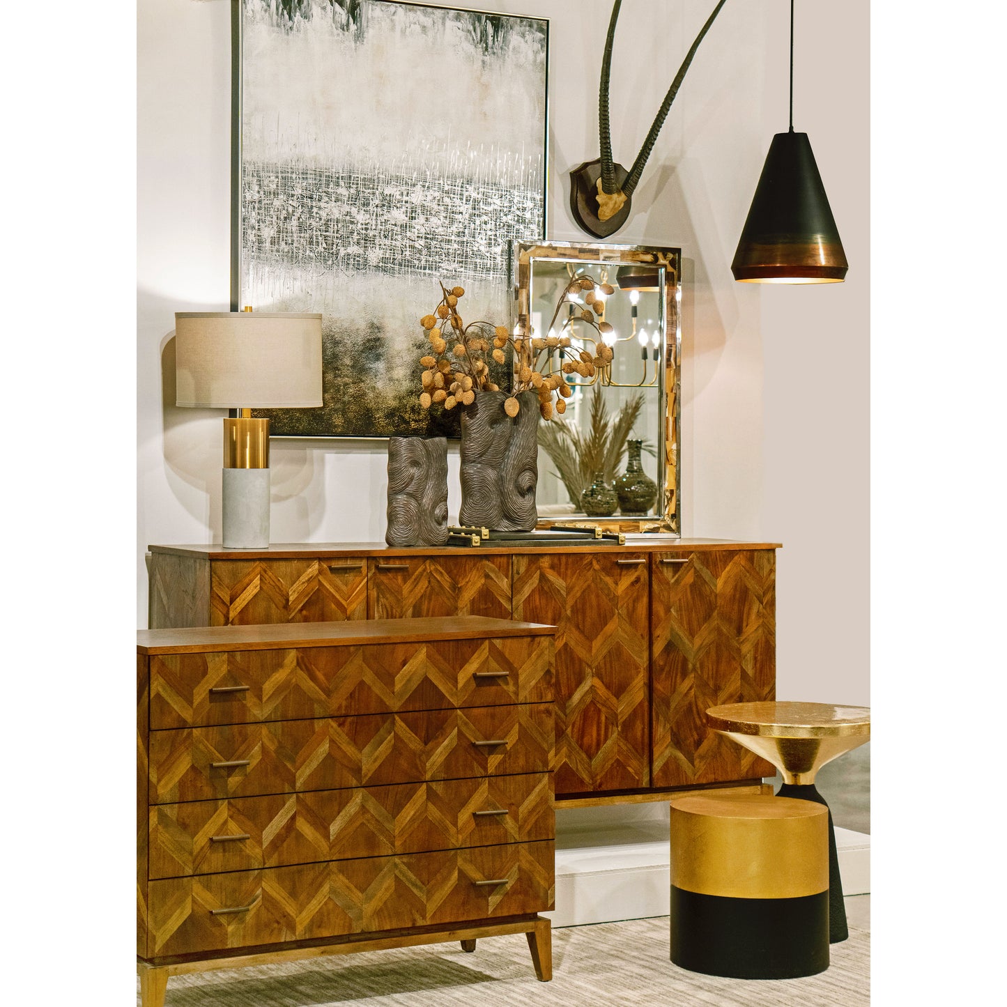 Gazelle Horns Dimensional Wall Art - Dark Wood