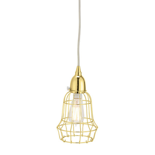Wire Barrel 6'' Wide 1-Light Mini Pendant - Gold