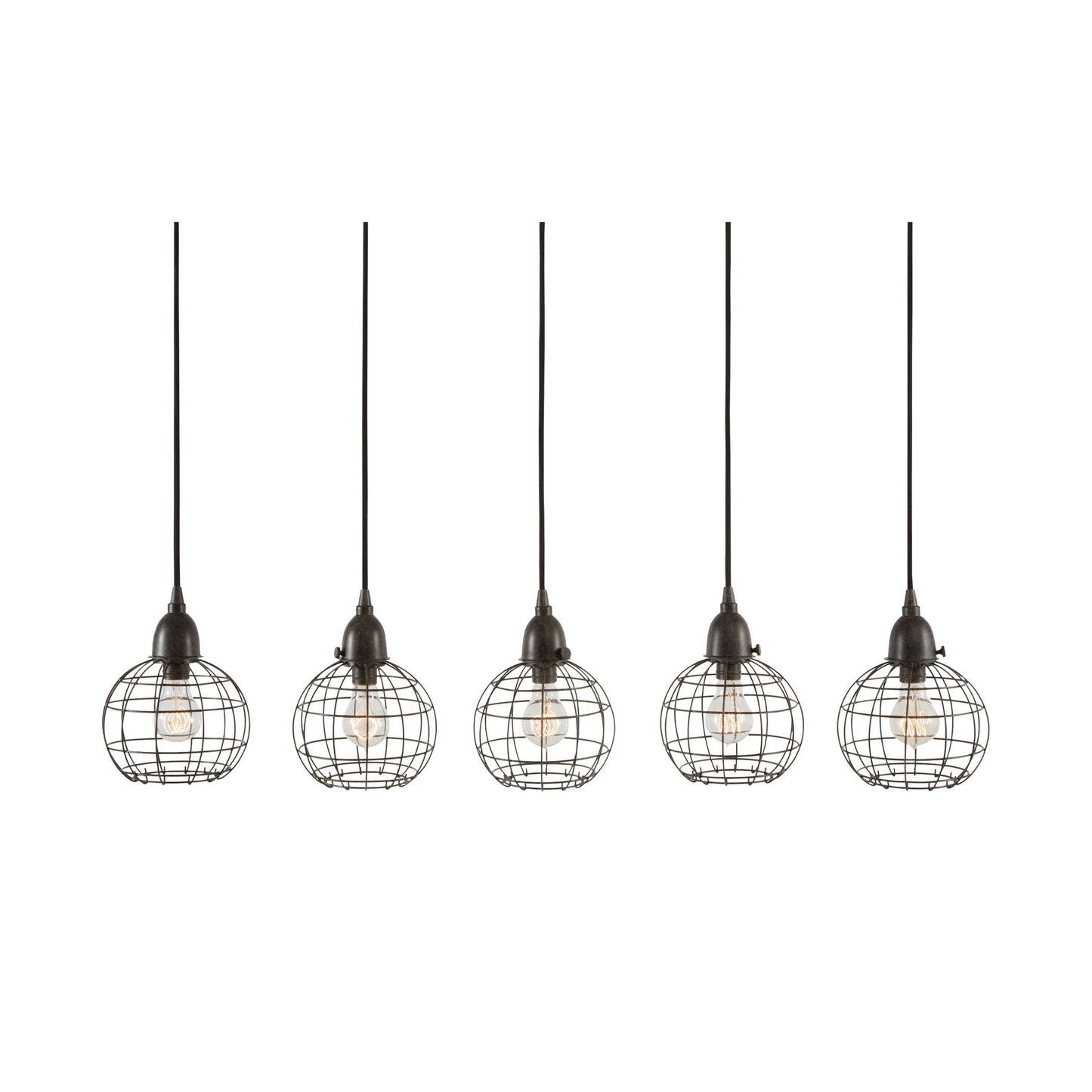 Wire Ball 7'' Wide 5-Light Linear Mini Pendant - Black