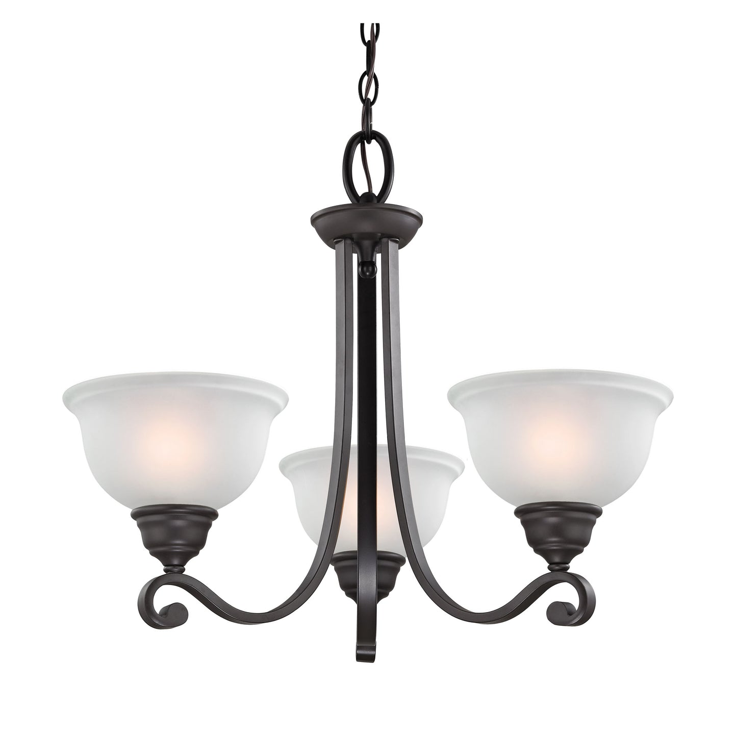 Hamilton 25'' Wide 3-Light Chandelier - Oil Rubbed Bronze with White Glass