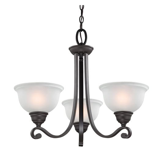 Hamilton 25'' Wide 3-Light Chandelier - Oil Rubbed Bronze with White Glass