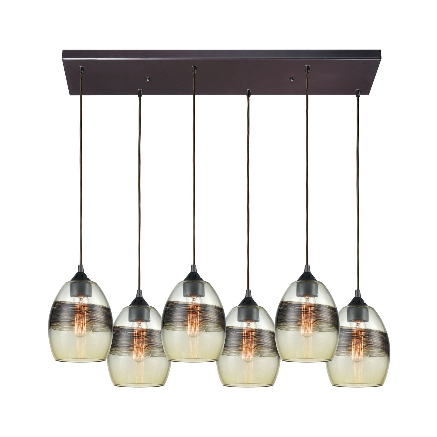 Whisp 32'' Wide 6-Light Rectangular Pendant - Oil Rubbed Bronze
