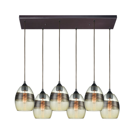 Whisp 32'' Wide 6-Light Rectangular Pendant - Oil Rubbed Bronze