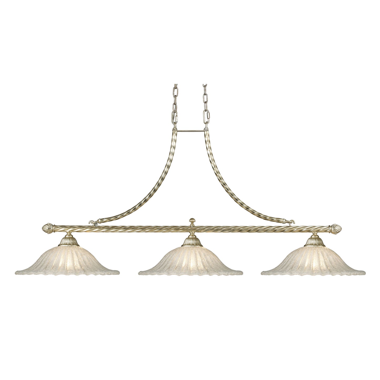 Bianco 54'' Wide 3-Light Linear Chandelier - Silver Leaf