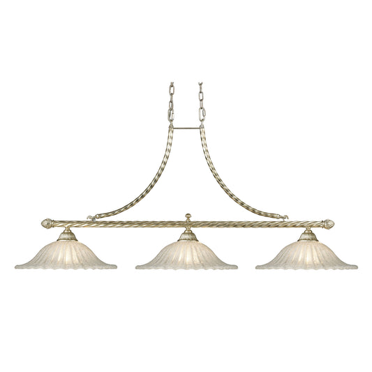 Bianco 54'' Wide 3-Light Linear Chandelier - Silver Leaf