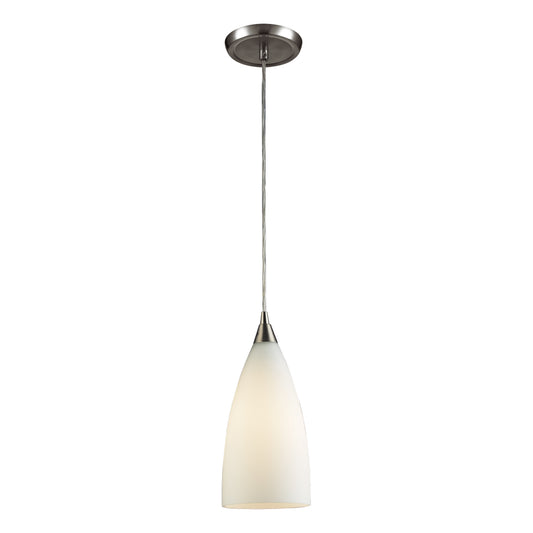 Vesta 5'' Wide 1-Light Pendant - Satin Nickel with White Glass