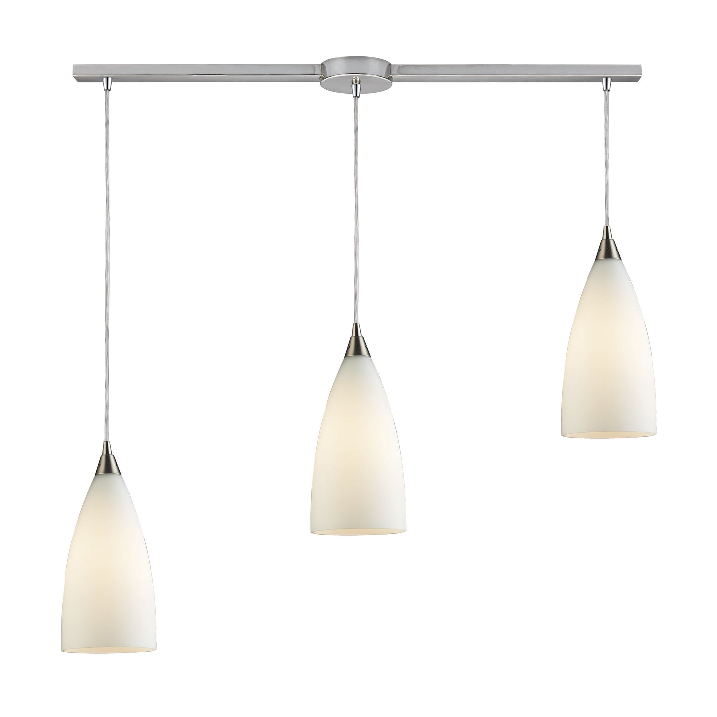 Vesta 36'' Wide 3-Light Slim Linear Pendant - Satin Nickel with White Glass