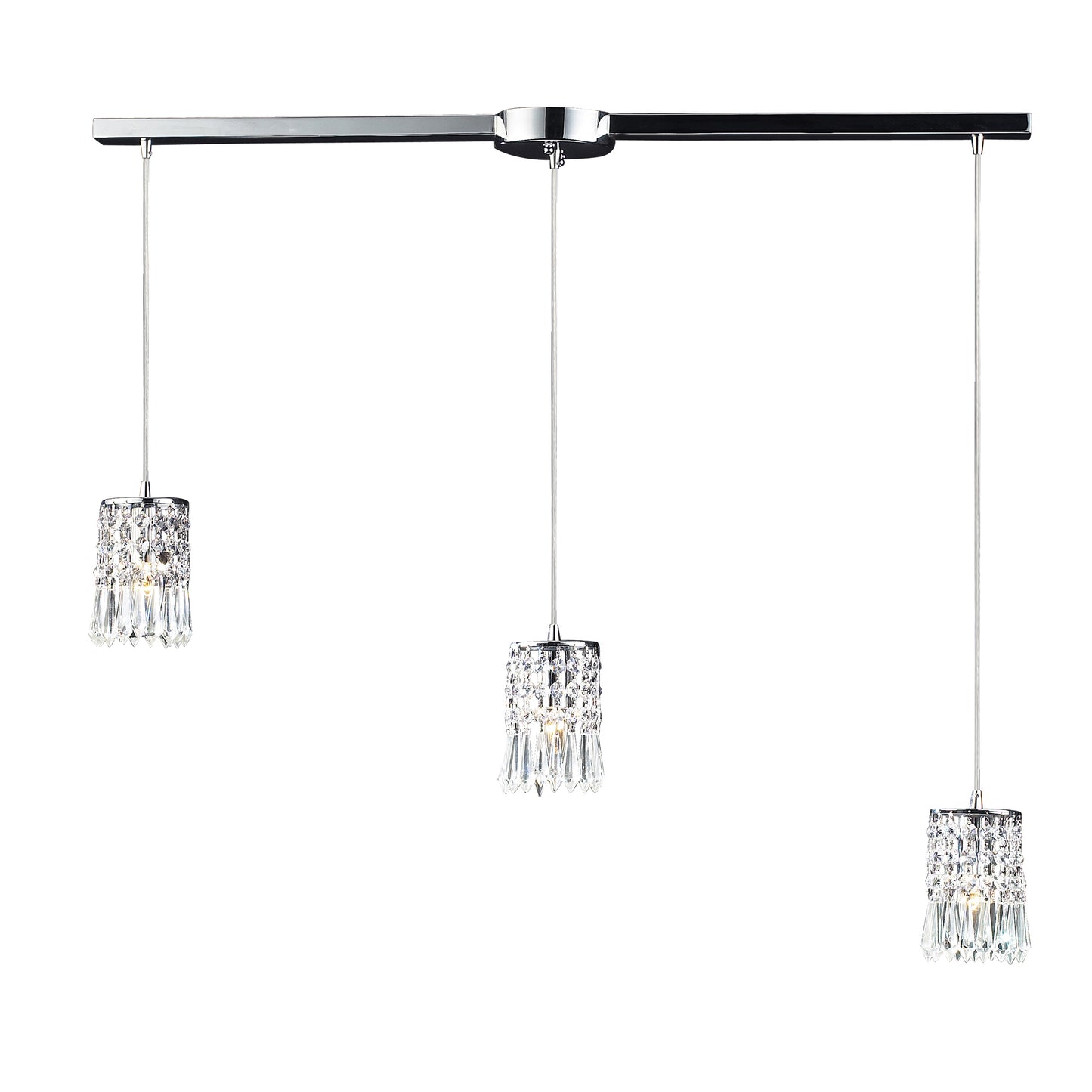 Optix 36'' Wide 3-Light Slim Linear Pendant - Polished Chrome with 32% Lead Crystal