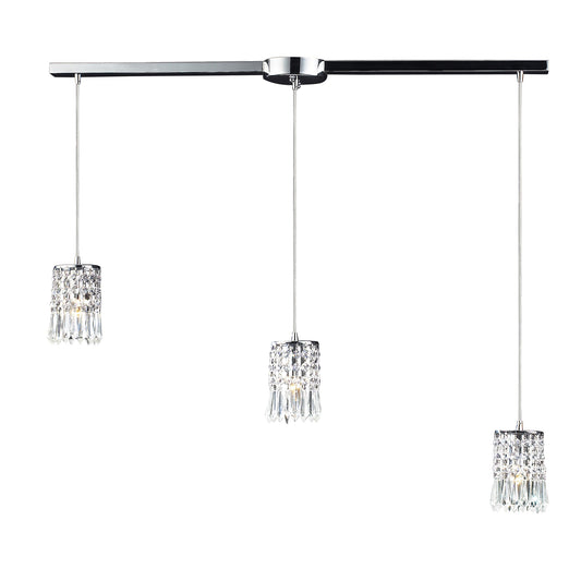 Optix 36'' Wide 3-Light Slim Linear Pendant - Polished Chrome with 32% Lead Crystal