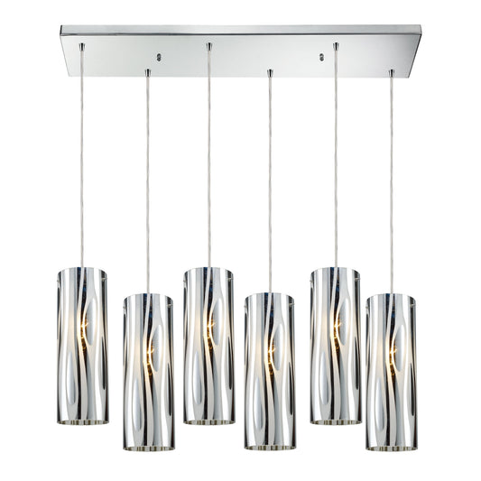 Chromia 30'' Wide 6-Light Rectangular Pendant - Polished Chrome