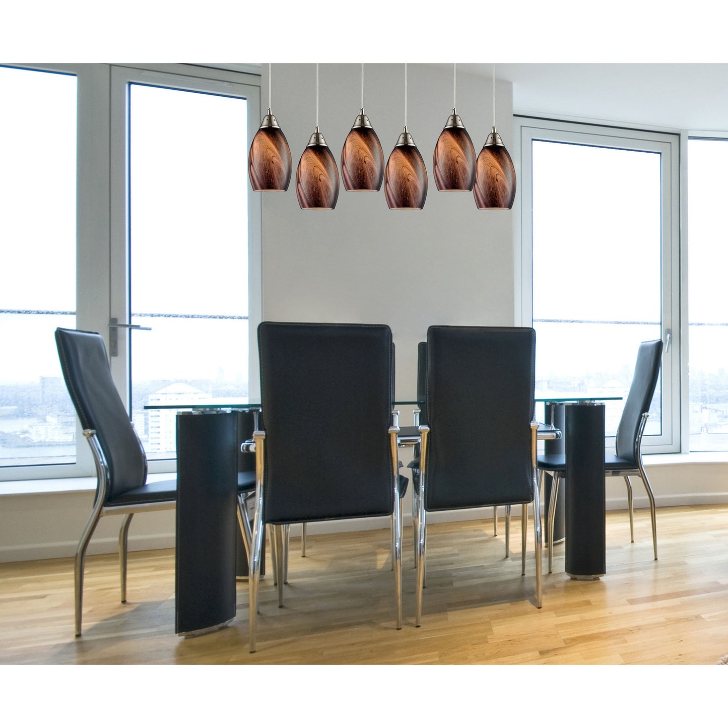 Formations 30'' Wide 6-Light Pendant - Satin Nickel