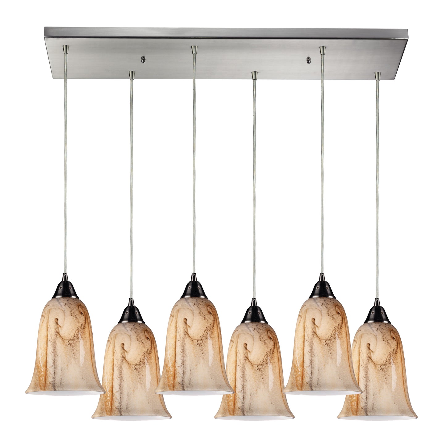 Granite 30'' Wide 6-Light Rectangular Pendant - Satin Nickel