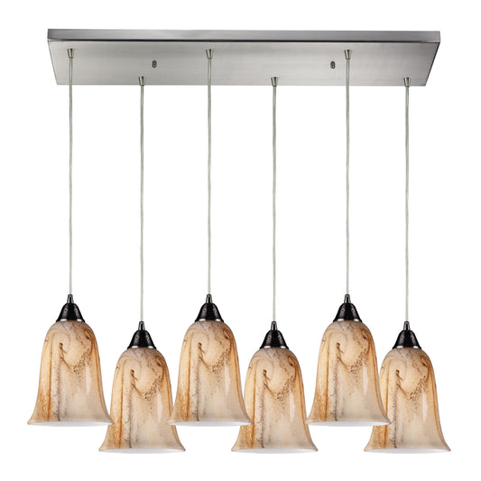 Granite 30'' Wide 6-Light Rectangular Pendant - Satin Nickel