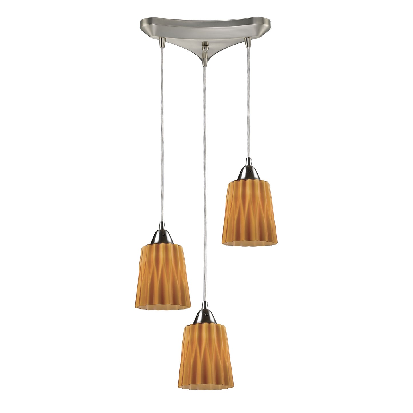 Angles 10'' Wide 3-Light Pendant - Satin Nickel