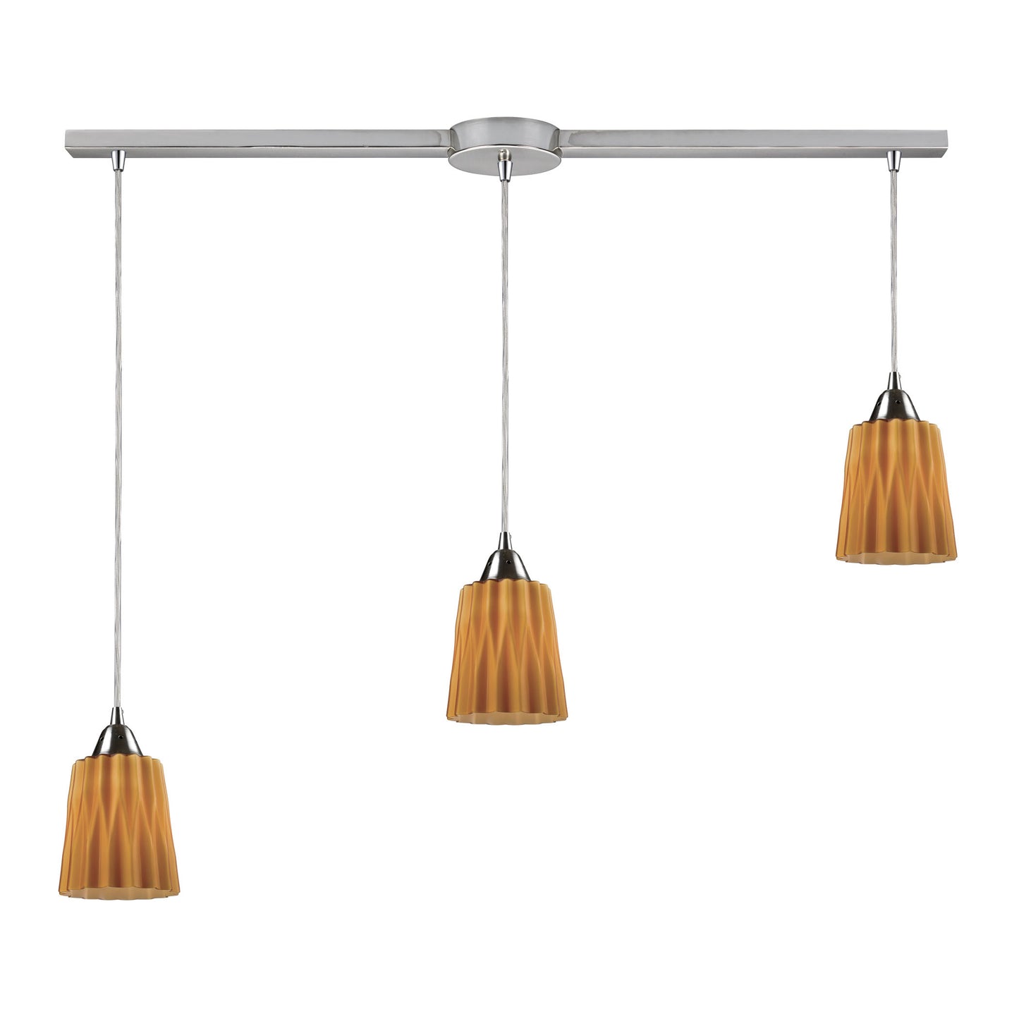 Angles 36'' Wide 3-Light Linear Pendant - Satin Nickel