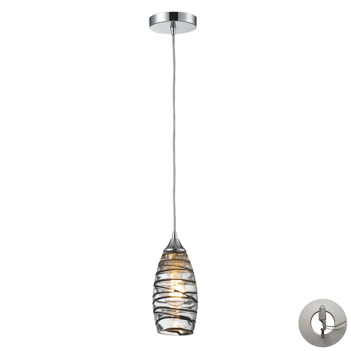 Twister 5'' Wide 1-Light Pendant - Polished Chrome - Includes Adapter Kit