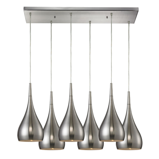 Lindsey 30'' Wide 6-Light Rectangular Pendant - Satin Nickel