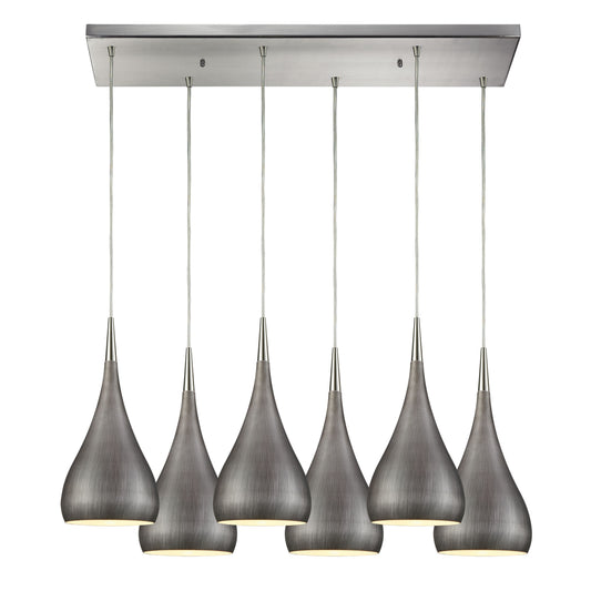 Lindsey 30'' Wide 6-Light Rectangular Pendant - Satin Nickel