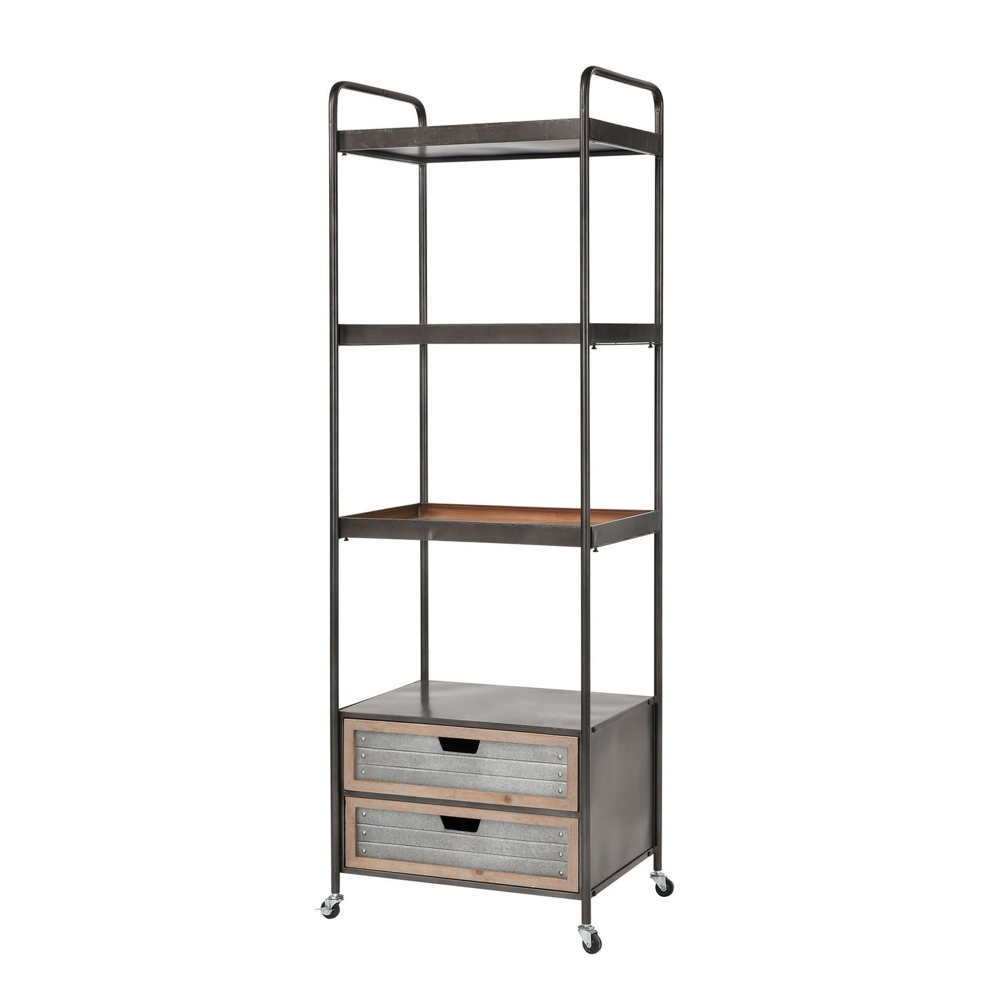Whitepark Bay Bookshelf - Natural Fir Wood and Galvanized Steel