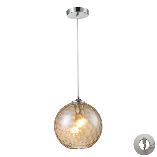 Watersphere 10'' Wide 1-Light Pendant - Polished Chrome with Amber - Includes Adapter Kit