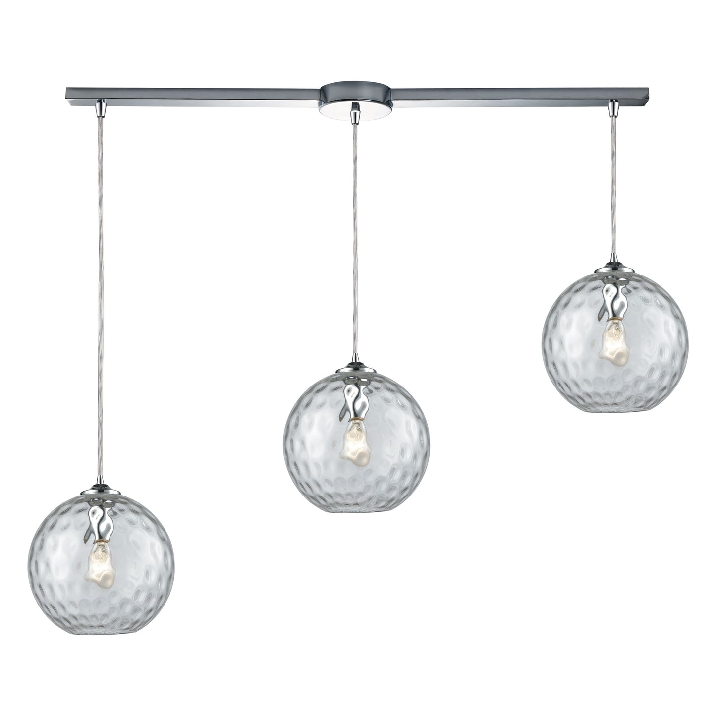 Watersphere 36'' Wide 3-Light Slim Linear Pendant - Polished Chrome with Clear