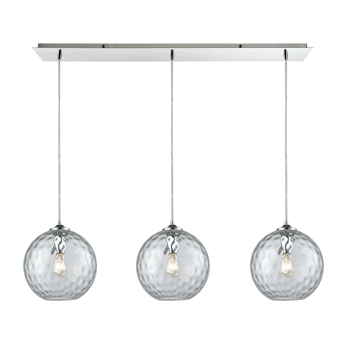 Watersphere 36'' Wide 3-Light Linear Pendant - Polished Chrome with Clear