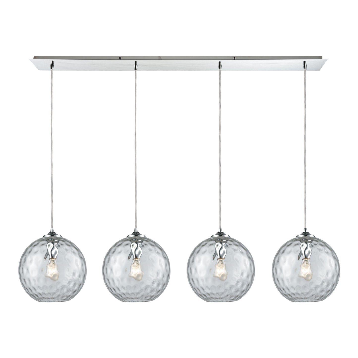 Watersphere 46'' Wide 4-Light Linear Pendant - Polished Chrome with Clear