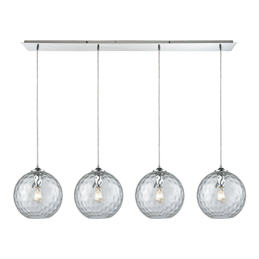 Watersphere 46'' Wide 4-Light Linear Pendant - Polished Chrome with Clear