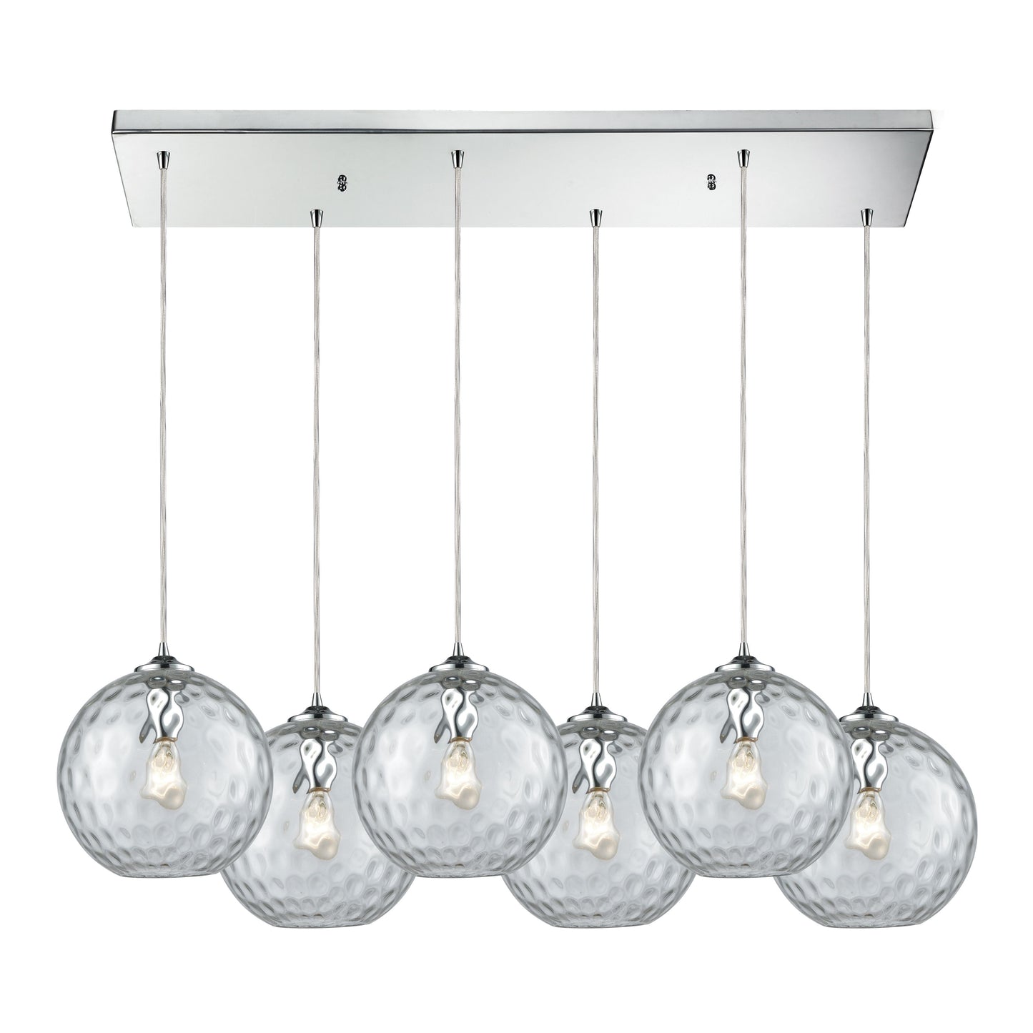 Watersphere 30'' Wide 6-Light Rectangular Pendant - Polished Chrome with Clear