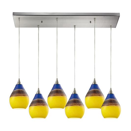 Dunes 9'' Wide 6-Light Pendant - Satin Nickel