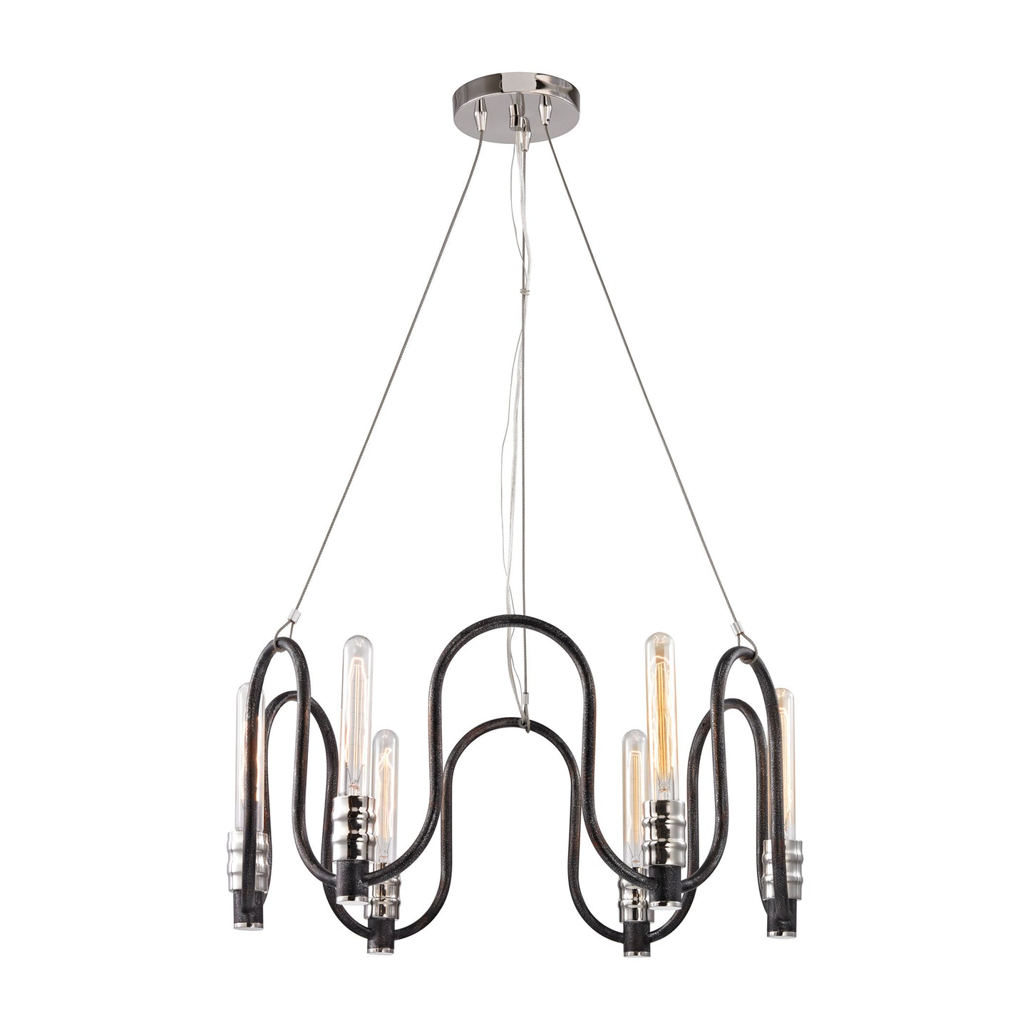 Continuum 24'' Wide 6-Light Chandelier - Silvered Graphite with Polished Nickel Accents