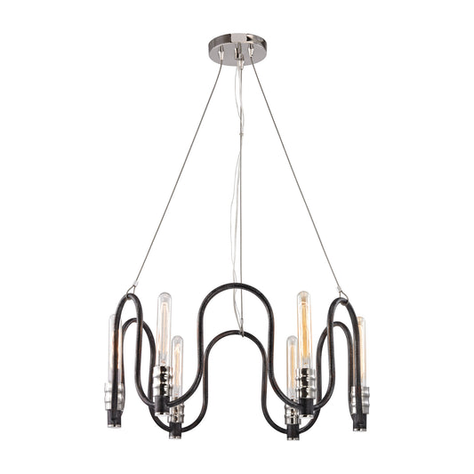 Continuum 24'' Wide 6-Light Chandelier - Silvered Graphite with Polished Nickel Accents
