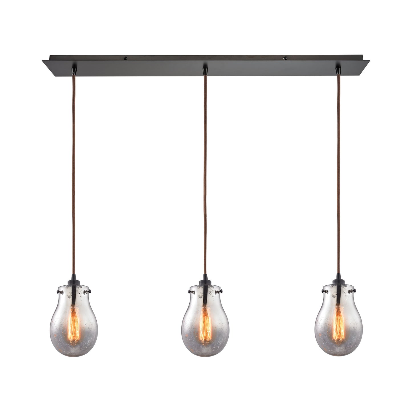 Jaelyn 36'' Wide 3-Light Linear Pendant - Oil Rubbed Bronze with Mercury Glass