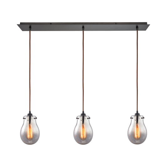Jaelyn 36'' Wide 3-Light Linear Pendant - Oil Rubbed Bronze with Mercury Glass