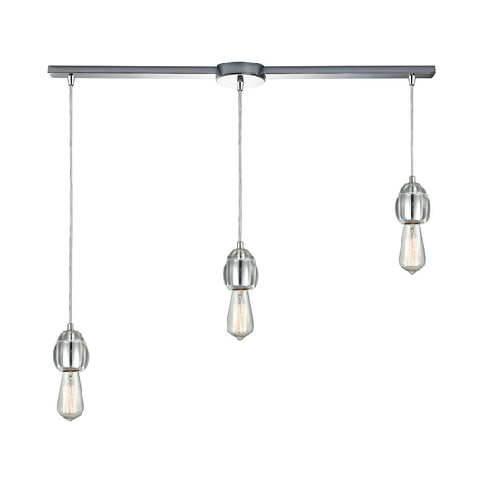 Socketholder 38'' Wide 3-Light Slim Linear Pendant - Polished Chrome