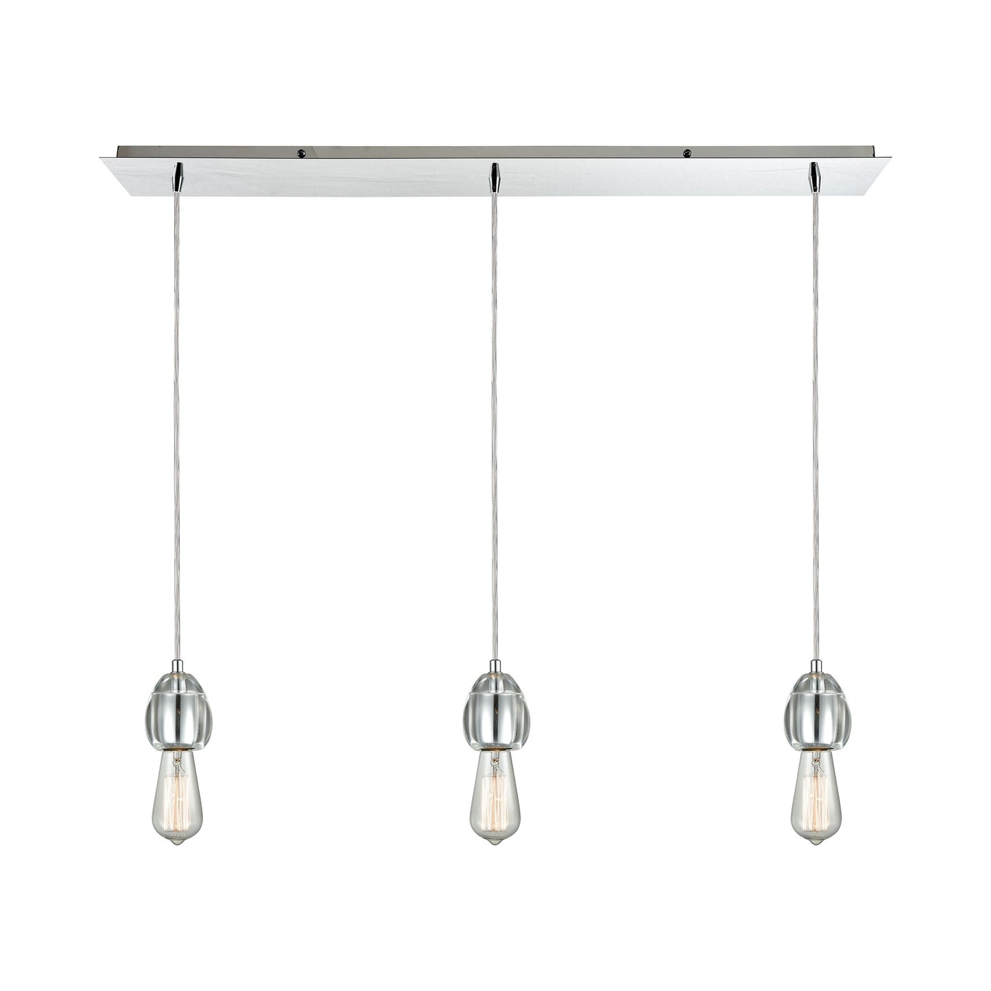 Socketholder 36'' Wide 3-Light Linear Pendant - Polished Chrome