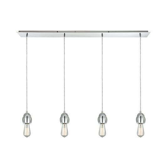 Socketholder 46'' Wide 4-Light Linear Pendant - Polished Chrome