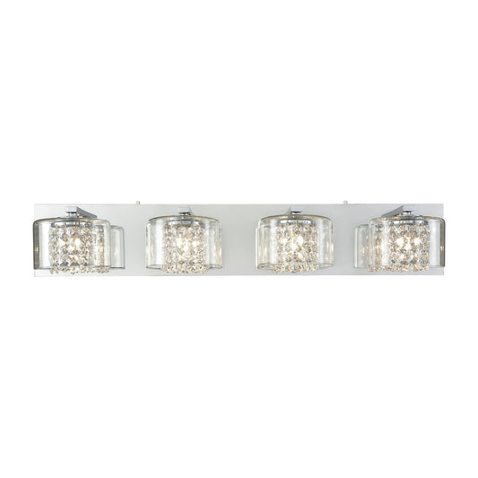 Springvale 4 Light Vanity in Polished Chrome with Clear Crystal and Glass