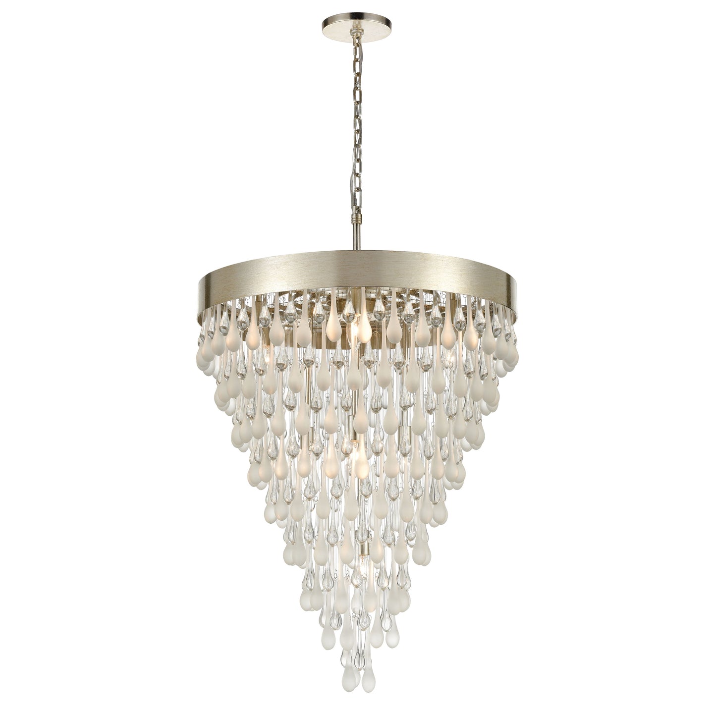 Morning Frost 26'' Wide 10-Light Chandelier - Silver Leaf