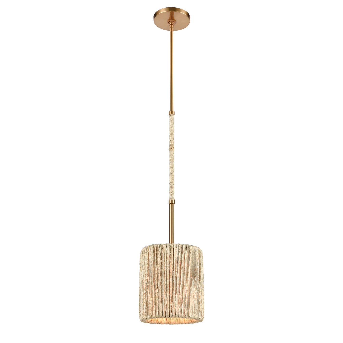 Abaca 8'' Wide 1-Light Mini Pendant - Satin Brass