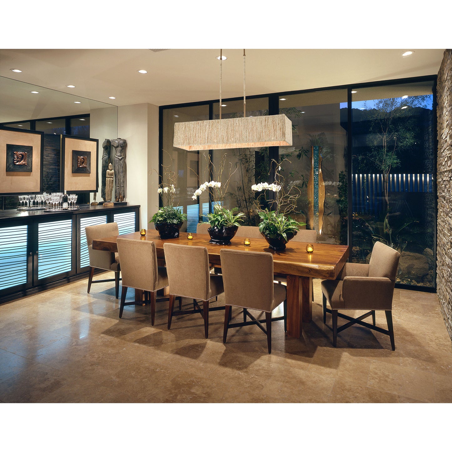 Abaca 40'' Wide 5-Light Linear Chandelier - Satin Brass