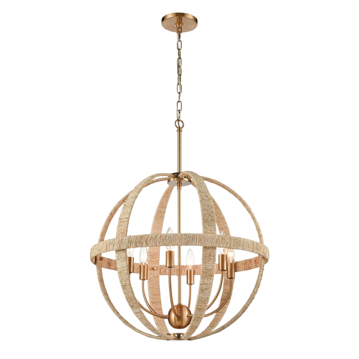 Abaca 23'' Wide 6-Light Chandelier - Satin Brass