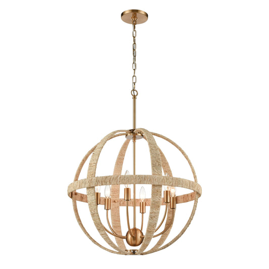 Abaca 23'' Wide 6-Light Chandelier - Satin Brass