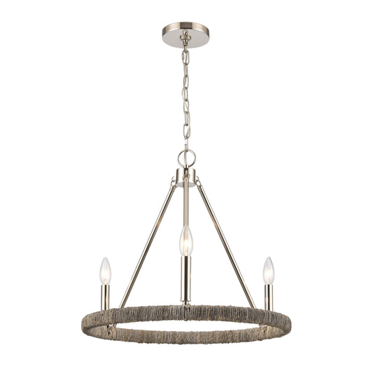 Abaca 20'' Wide 3-Light Chandelier - Polished Nickel