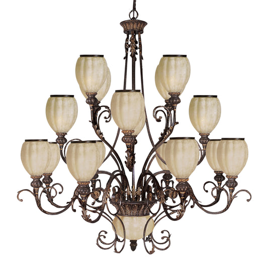 Carrollton 55'' Wide 16-Light Chandelier - Golden Coffee