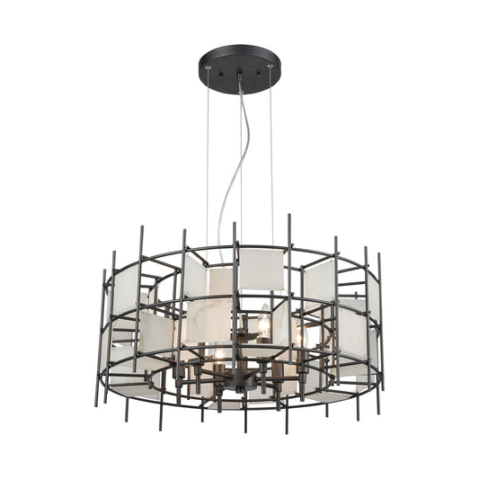 Spanish Alabaster 24'' Wide 6-Light Chandelier - Dark Graphite