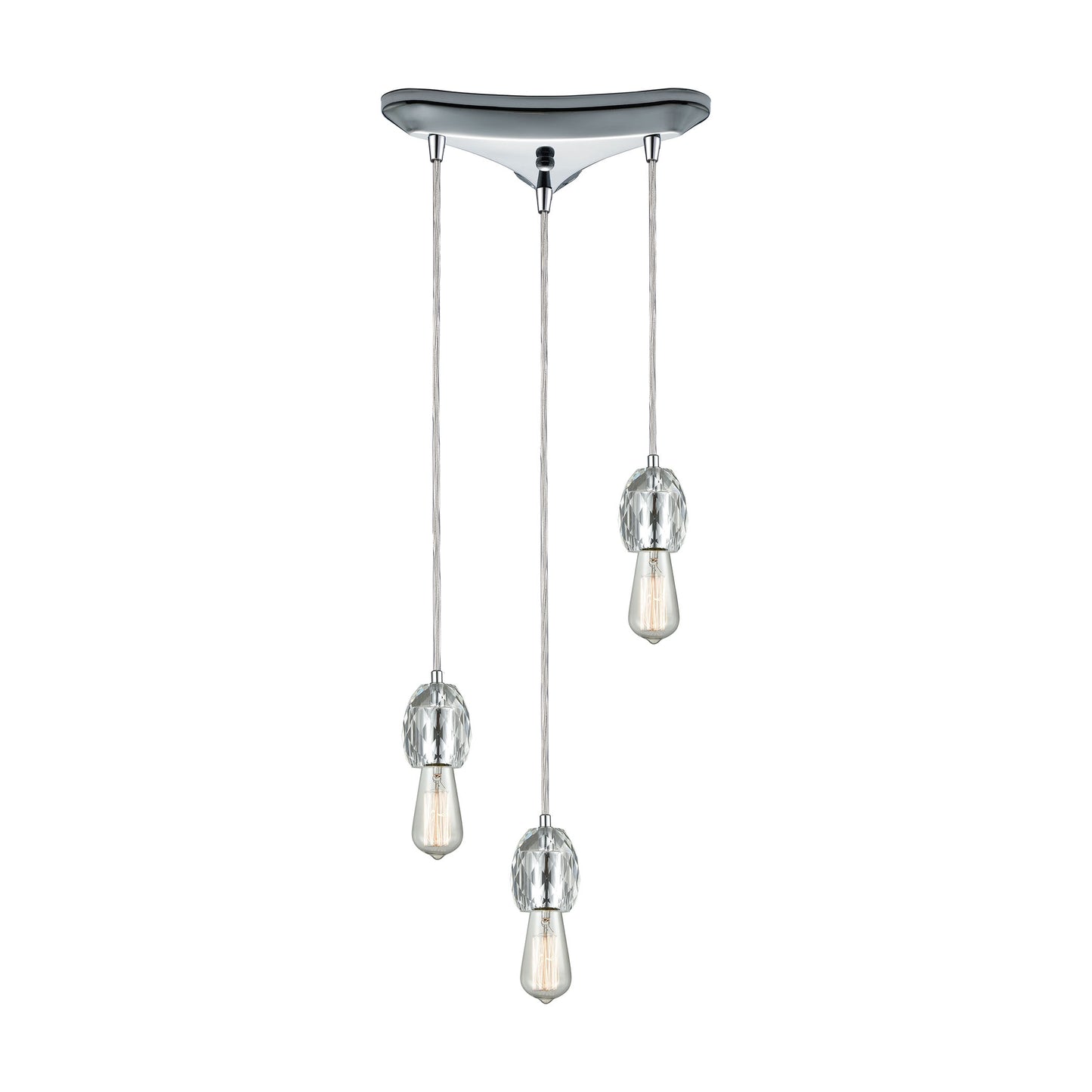 Socketholder 12'' Wide 3-Light Triangular Pendant - Polished Chrome
