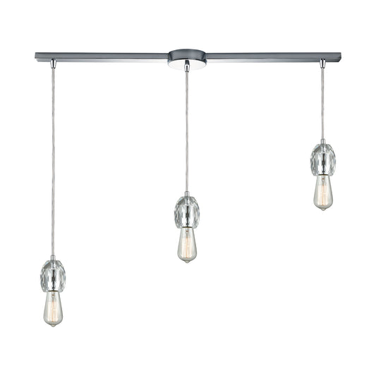 Socketholder 38'' Wide 3-Light Slim Linear Pendant - Polished Chrome